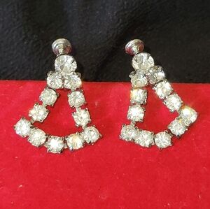 Vintage Rhinestone Dangle Screw Back Earrings